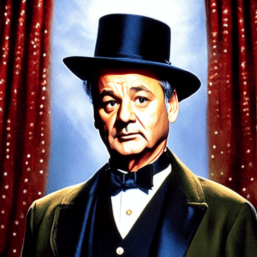 Portrait digital art of Bill Murray from Scrooged (Arcane). wearing a suit, Christmas,
