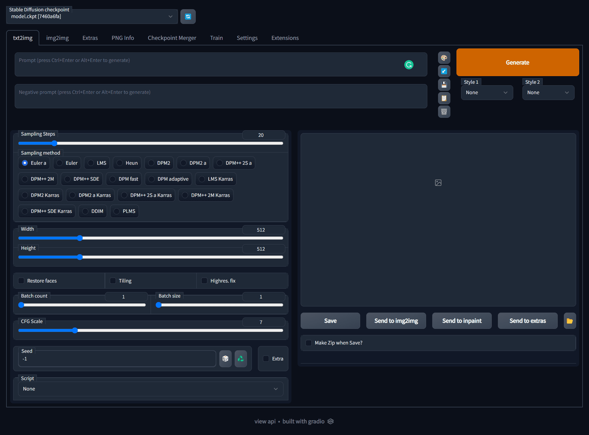 Stable-Diffusion-WebUI WebUI screen shot
